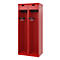 Feuerwehrspind C+P Evolo PRAKTUS, 2 Abteile, mit Sockel, Bodengleiter, B 800 x T 500 x H 1850 mm, RAL 3000 Feuerrot