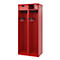 Feuerwehrspind C+P Evolo PRAKTUS, 2 Abteile, mit Sockel, Bodengleiter, B 800 x T 500 x H 1850 mm, RAL 3000 Feuerrot