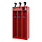 Feuerwehrspind C+P Evolo PRAKTUS, 3 Abteile, Helmhalter, mit Sockel, Bodengleiter, B 900 x T 500 x H 1850 mm, RAL 3000 Feuerrot