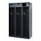 Feuerwehrspind C+P Evolo PRAKTUS, 3 Abteile, mit Sockel, Bodengleiter, B 1200 x T 500 x H 1850 mm, RAL 7016 Anthrazitgrau