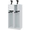 Feuerwehrspind C+P Evolo Youngster, 2 Abteile, mit Helmhalter, Bodengleiter, B 800 x T 500 x H 1530 mm, RAL 7035 Lichtgrau