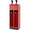 Feuerwehrspind C+P Evolo Youngster, 2 Abteile, mit Helmhalter, mit Sockel, B 600 x T 500 x H 1630 mm, RAL 3000 Feuerrot/RAL 7016 Anthrazitgrau