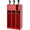 Feuerwehrspind C+P Evolo Youngster, 3 Abteile, mit Helmhalter, Bodengleiter, B 900 x T 500 x H 1530 mm, RAL 3000 Feuerrot