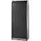 Black cabinet with roller shutter, details of the slats and the metal surround.