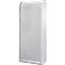 White cabinet with roller shutter front.