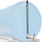 Blue barrel with level indicator and faucet. The indicator shows the level.