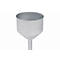 A silver funnel tapering downwards, with a wide, cylindrical top and a stem.