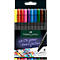 Fineliner FABER-CASTELL Grip, lijndikte 0,4 mm, ergonomische gripzone, voor rechts- &amp; linkshandigen, afwasbaar, geassorteerde kleuren, 10 stuks in kartonnen doos