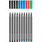 Fineliner FABER-CASTELL Grip, Strichbreite 0,4 mm, ergonomische Griffzone, für Rechts- & Linkshänder, auswaschbar, Office-Farben, 10 Stück in Kartonetui
