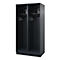 Black locker with two compartments, hangers, shelf and a small safe.
