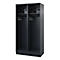 Dark grey weapon cabinet with two compartments. Each compartment has a safe and coat hooks.