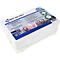 Witte verbanddoos C met blauw etiket en EHBO-logo op een witte achtergrond.