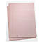 A stack of pink, lined paper against a white background. Two sheets are visible in the upper left, slightly angled.