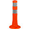 Orange traffic cone, with silver reflective stripes.