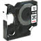 Label tape, black on white. Inscription: 12mm/1/2", 18758 BLACK WHITE M1300.