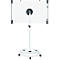 Tableau blanc mobile sur roulettes. Le support est réglable en hauteur.