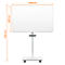 Tableau blanc rectangulaire sur un support roulant blanc. Dimensions : 1040 x 680 x 1447 mm.