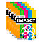 Eine Broschüre mit dem Titel "Hi, ich bin Impact", gestaltet mit bunten Farbblöcken und Abbildungen von Menschen.
