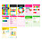Layouts mit Text und farbigen Grafiken, die sich mit Nachhaltigkeit und globalen Zielen befassen.
