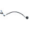 Black hose with individual parts. At the end of the hose is a float with bracket.