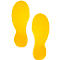 Two yellow footprints on a white background. The stickers have a rough surface.