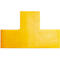 Yellow T-shaped sign. The surface has a textured pattern.
