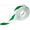 Rolled green and white striped marking tape roll with diagonal stripes.