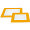 Two yellow rectangles with white inner surfaces overlap.