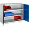 Flügeltürenschrank Schäfer Shop Select MS-i 12412, Stahlblech, B 1200 x T 400 x H 1215 mm, 3 OH, Weißaluminium/Enzianblau, bis 150 kg 