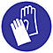 Blue sign with white gloves, symbolizing protective gloves.