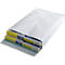 White padded envelope containing two flat boxes. The boxes are partially visible, with yellow and blue accents and writing.