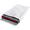 A white envelope, partially open, reveals various stacks of papers and folders in shades of gray and red. The papers are bound with a rubber band.