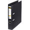Black lever arch file with white label, 'bene' logo and paper clips.