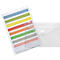 Ein Bogen farbiger Etiketten in einer transparenten Hülle. Die Etiketten sind in verschiedenen Farben angeordnet.