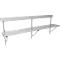 Aluminum bench with backrest. Bright surface with metallic sheen, frame with diagonal brace.