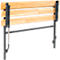 Folding bed frame made of wood and metal, side view.