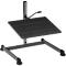 Black, tilting standing desk, with handle and four feet. Rather gray color.