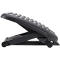 Black plastic footrest, ribbed surface. Adjustable in angle.