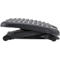 Black footrest, profile view. Non-slip surface, adjustable height, stable. Ideal for ergonomic working.