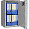 Open steel door with blue folders on shelves. The door has a FORMAT lettering.