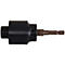 Adaptateur de perceuse noir avec embout marron.