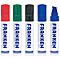 Five colored whiteboard markers (red, green, black, blue) side by side. Text: FRANKEN, whiteboard marker.