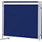 Large blue wall, framed by silver metal frame. Two feet at the bottom for stability.