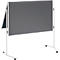 Franken ECO presentatiebord, 1200 x 750/1500 mm, opklapbaar, dubbelzijdig, met wielen, grijs/vilt