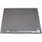 Grey metal plate with cutouts and measuring bar.