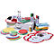 A collection of colorful paper circles, pens, and other office supplies, arranged on a white surface.