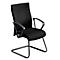 Schwarzer Freischwinger-Bürostuhl, Armlehnen, Metallgestell. Moderner, ergonomischer Sitz.