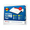 Verpackungskarton der FRITZ!Box 5590 Fiber mit Router-Abbildung, Wi-Fi 6 Logo und Produktinformationen auf blauem Grund.