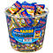 Ein großer, durchsichtiger Behälter voller Haribo Goldbären-Minibeutel. Auf den Beuteln steht "Haribo Goldbären".