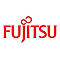 Rotes Fujitsu-Logo auf weißem Hintergrund. Darüber ein Unendlichkeitszeichen.
